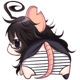 Small side-view illustration of Riri in a striped shirt